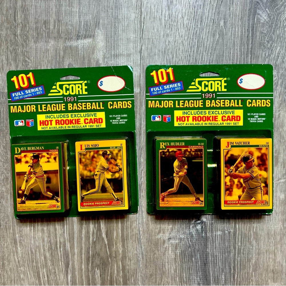 VINTAGE 1991 SCORE MLB Baseball Trivia Blister 2 Packs Hot Rookie Card‎